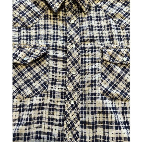 Northwest Blue Beige and Blue Plaid Pearl Snap Button Down Size XXL - Picture 3 of 7